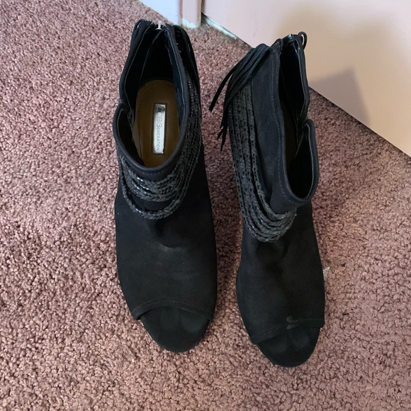 BCBGeneration suede fringe open toe booties - Picture 2 of 5